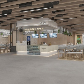 现代商场美食街3D模型下载